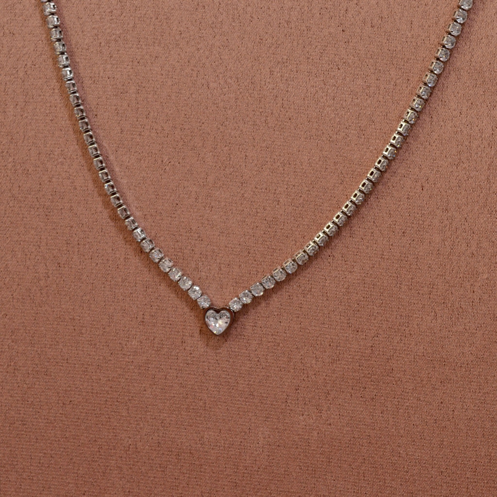 Collana tennis argento con cuore gioiello - Follie by Alice
