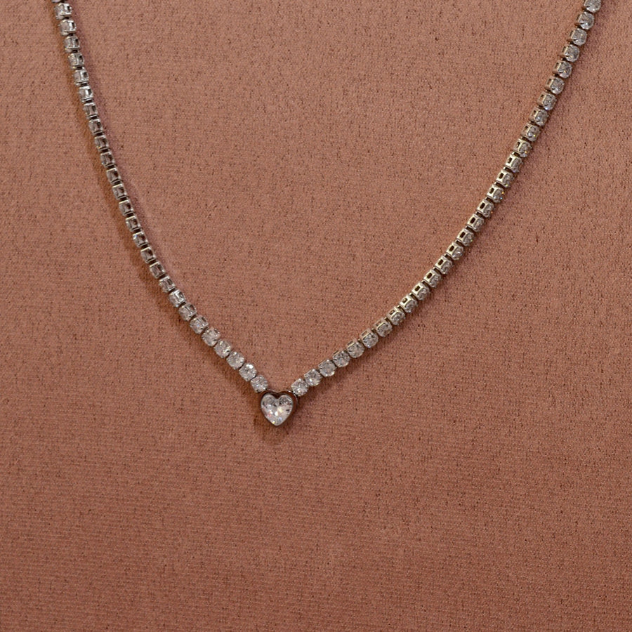 Collana tennis argento con cuore gioiello