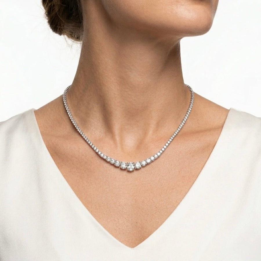 Collana tennis argento con strass gioiello