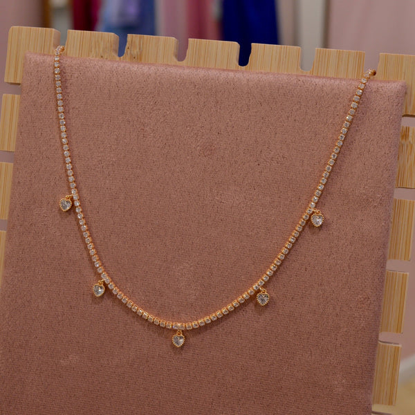 Collana tennis oro con cuori gioiello pendenti - Follie by Alice