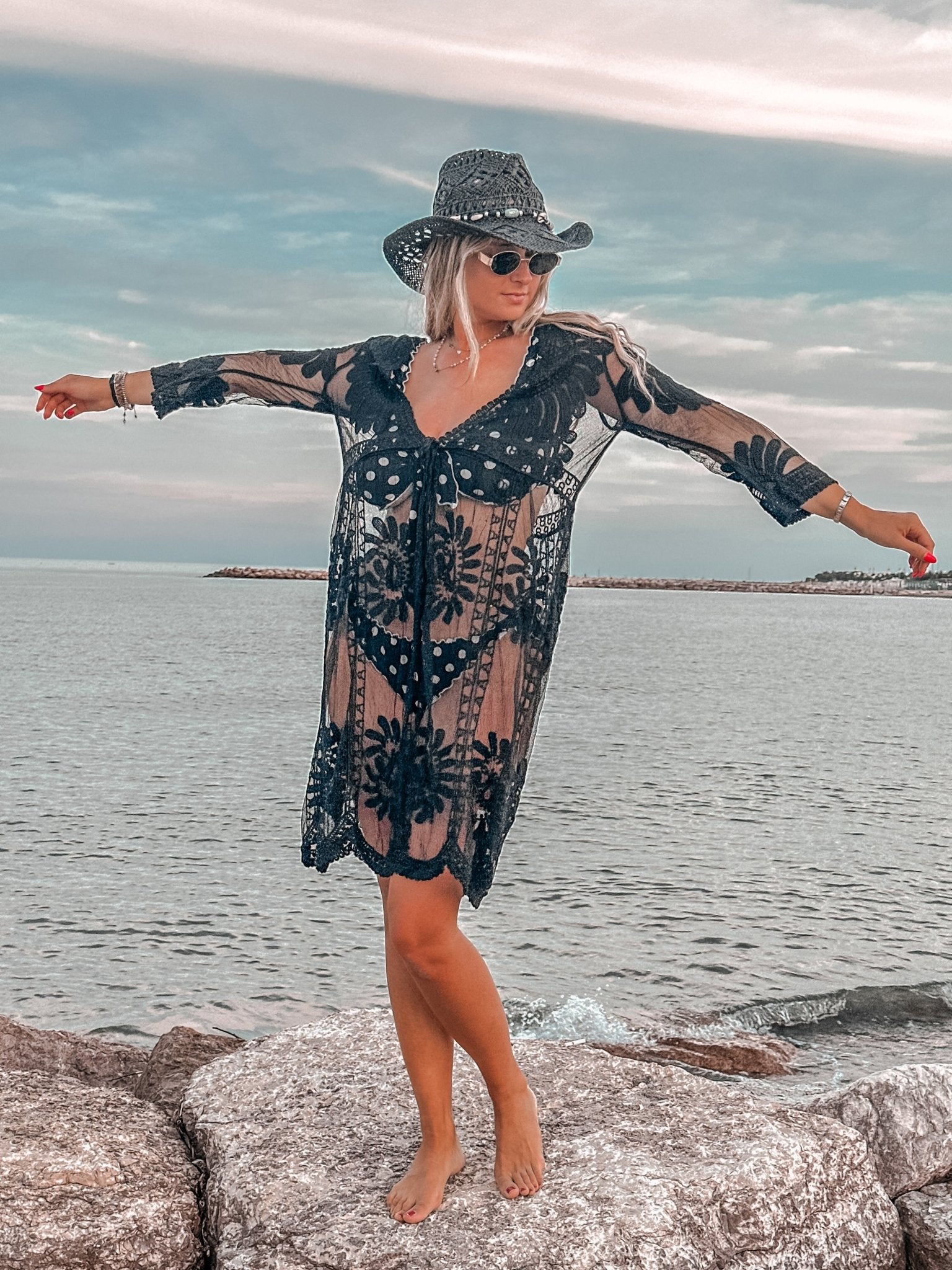 Uncinetto Vestito Lungo Copricostume Copri Costume Lungo