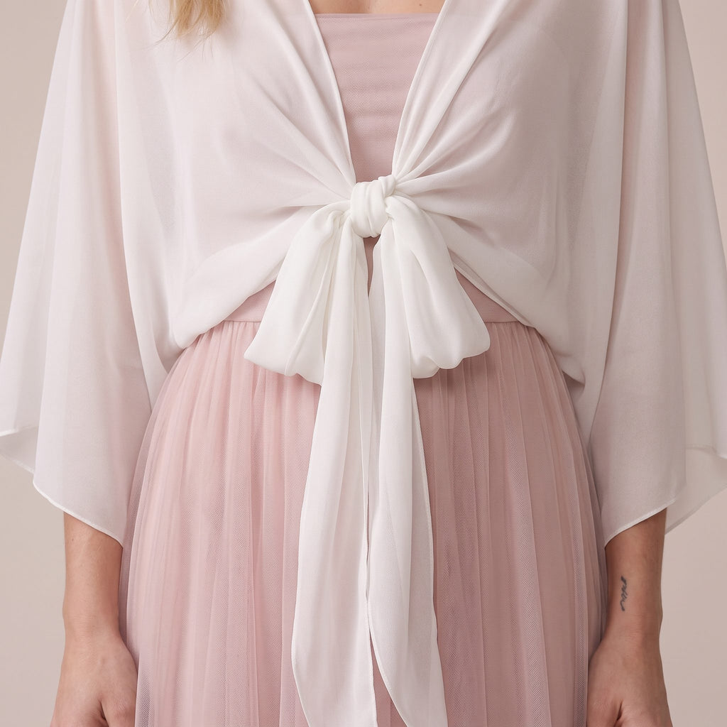 Coprispalle corto in chiffon velato con maniche a kimono BREZZA