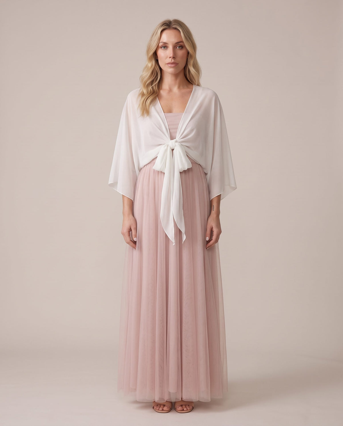 Coprispalle corto in chiffon velato con maniche a kimono BREZZA