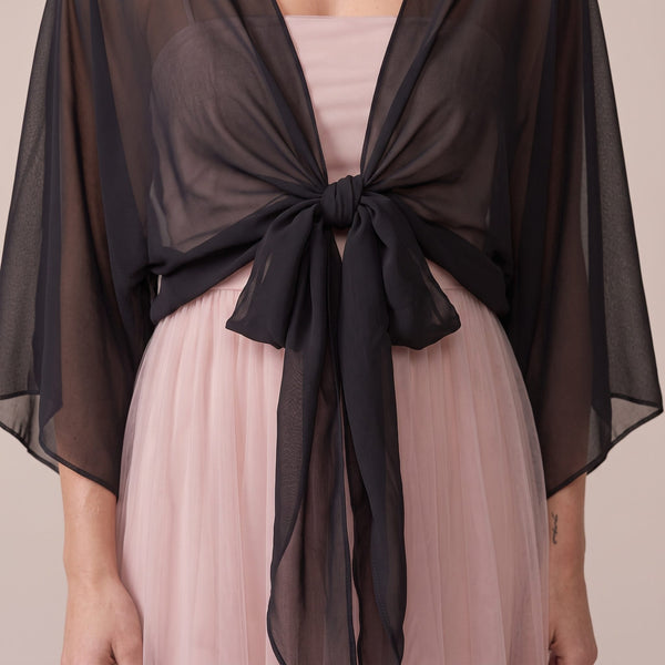 Coprispalle corto in chiffon velato con maniche a kimono BREZZA