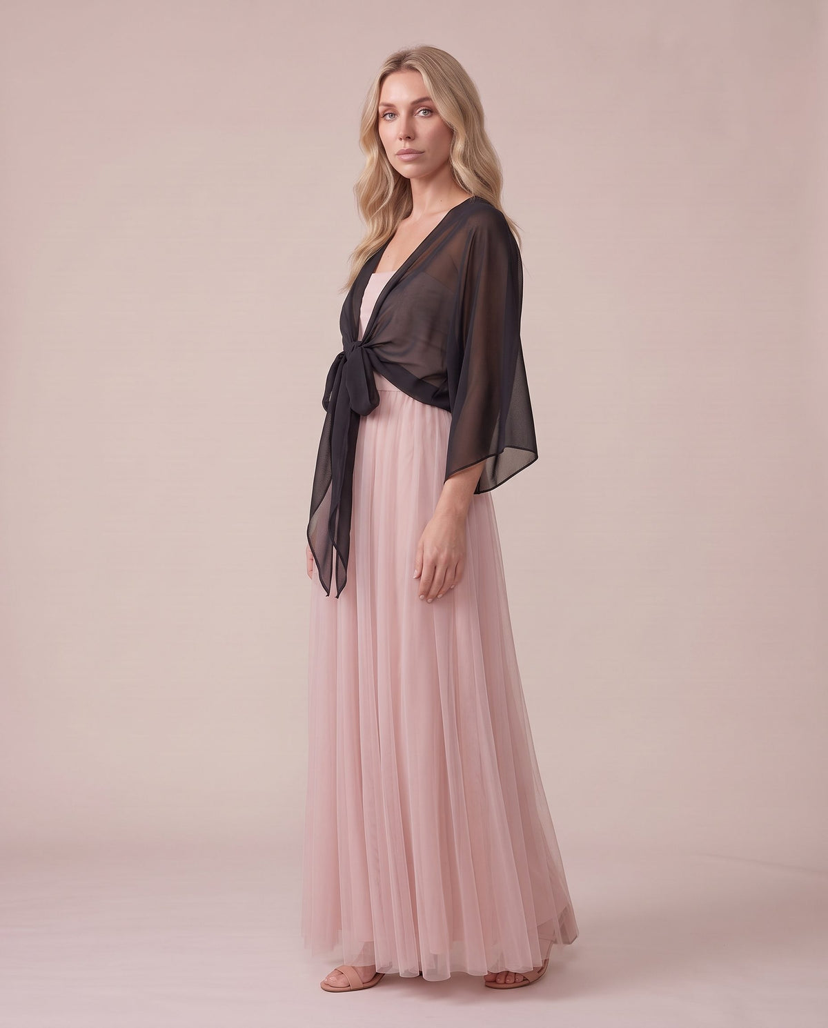 Coprispalle corto in chiffon velato con maniche a kimono BREZZA