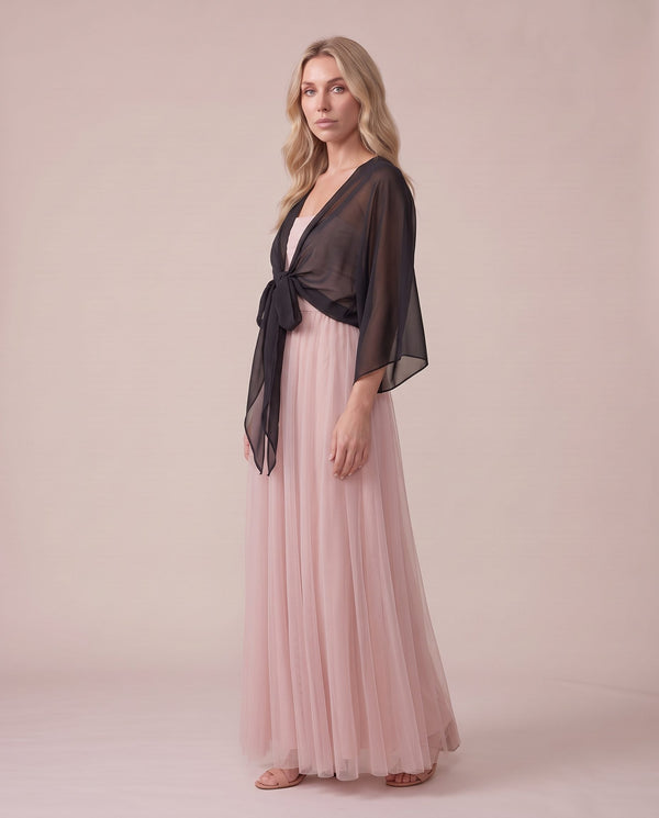 Coprispalle corto in chiffon velato con maniche a kimono BREZZA