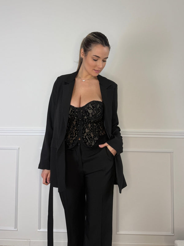 Corpetto in pizzo con ricami floreali e coppe strutturate - Follie by Alice