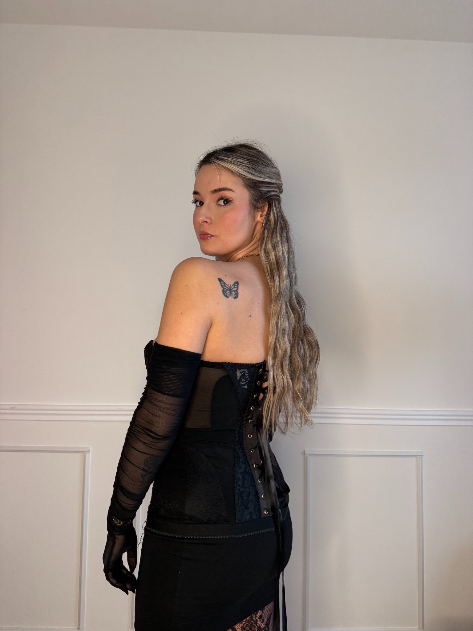 Corsetto strutturato in pizzo stile gotico - vittoriano con lacci sulla schiena - Follie by Alice