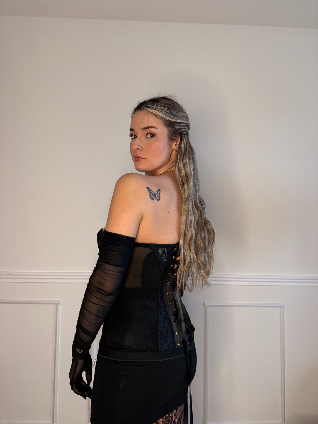 Corsetto strutturato in pizzo stile gotico - vittoriano con lacci sulla schiena - Follie by Alice