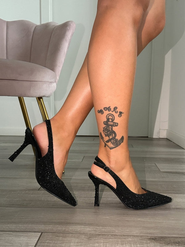 Décolleté slingback con strass gioiello e tacco a spillo 9 cm - Follie by Alice