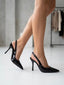 Décolleté slingback nere in vernice con tacco a spillo 9 cm - Follie by Alice