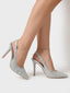 Décolleté slingback tacco 9 cm con perle bianche e strass gioiello - Follie by Alice