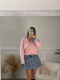 Felpa-camicia 2 in 1 con dettagli a righe