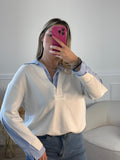 Felpa-camicia 2 in 1 con dettagli a righe