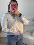 Felpa-camicia 2 in 1 con dettagli a righe