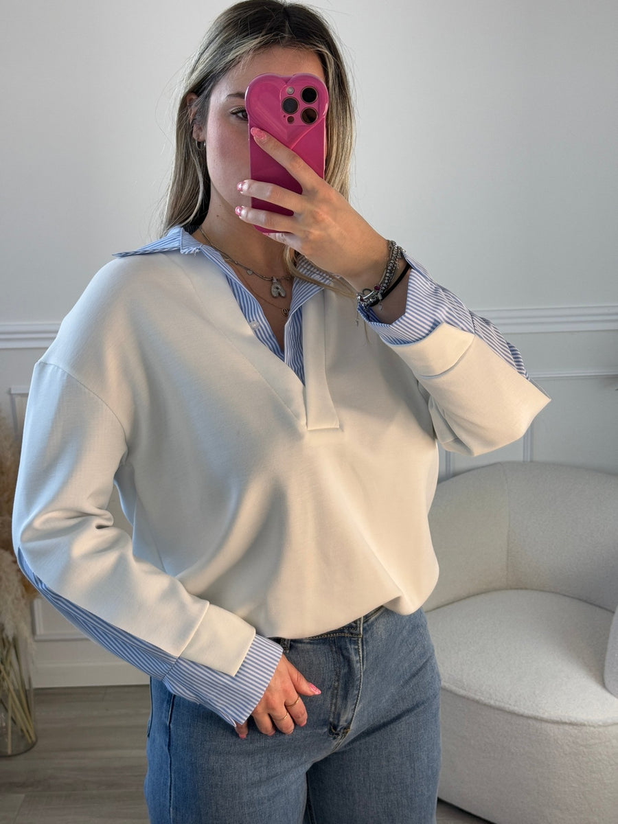 Felpa-camicia 2 in 1 con dettagli a righe – alternate