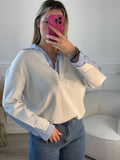 Felpa-camicia 2 in 1 con dettagli a righe