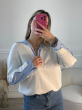 Felpa-camicia 2 in 1 con dettagli a righe