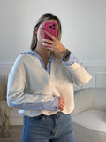 Felpa-camicia 2 in 1 con dettagli a righe