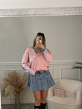 Felpa-camicia 2 in 1 con dettagli a righe
