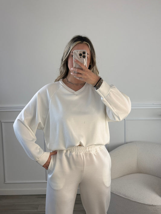 Felpa corta con orlo arricciato e scollo a V - Follie by Alice 1536