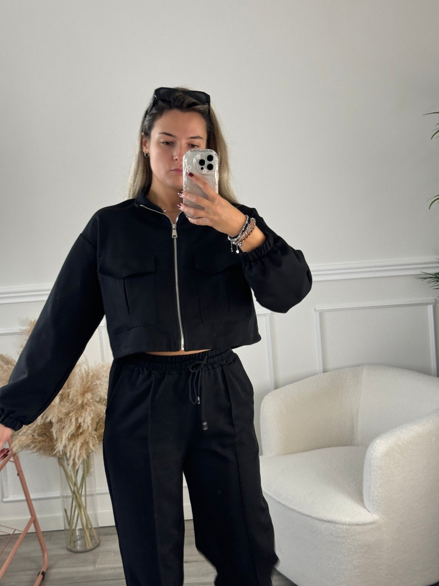 Felpa corta con zip e tasconi - Follie by Alice