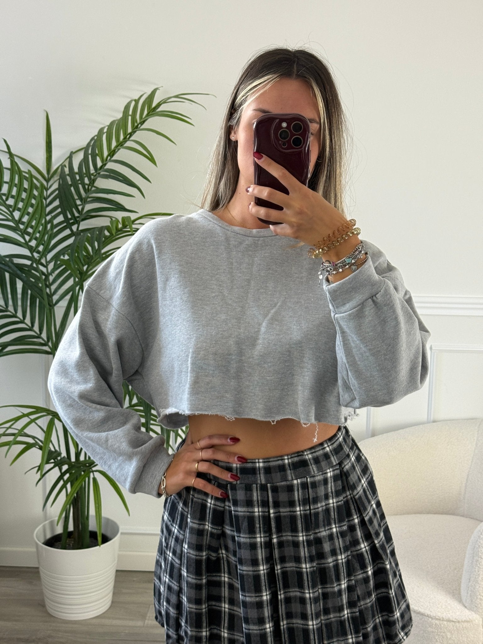 Felpa crop grigia - Follie by Alice