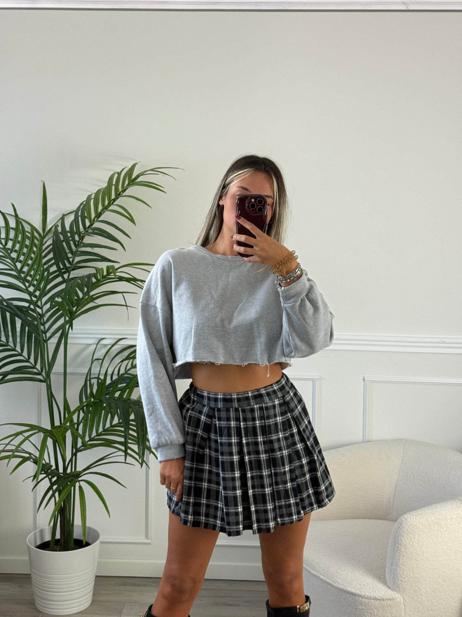 Felpa crop grigia - Follie by Alice