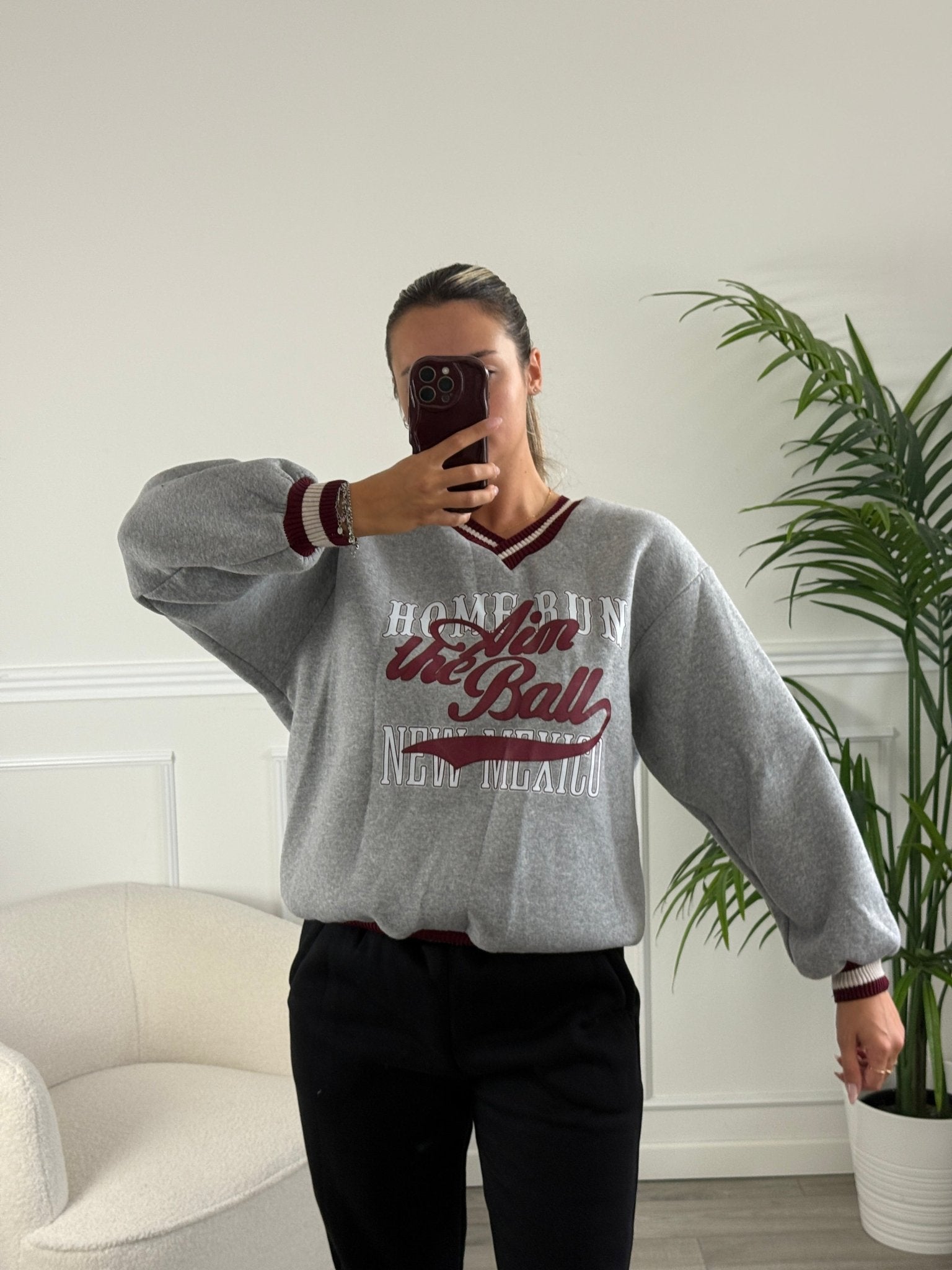 Felpa oversize con orli a costine a contrasto e stampa New Mexico - Follie by Alice