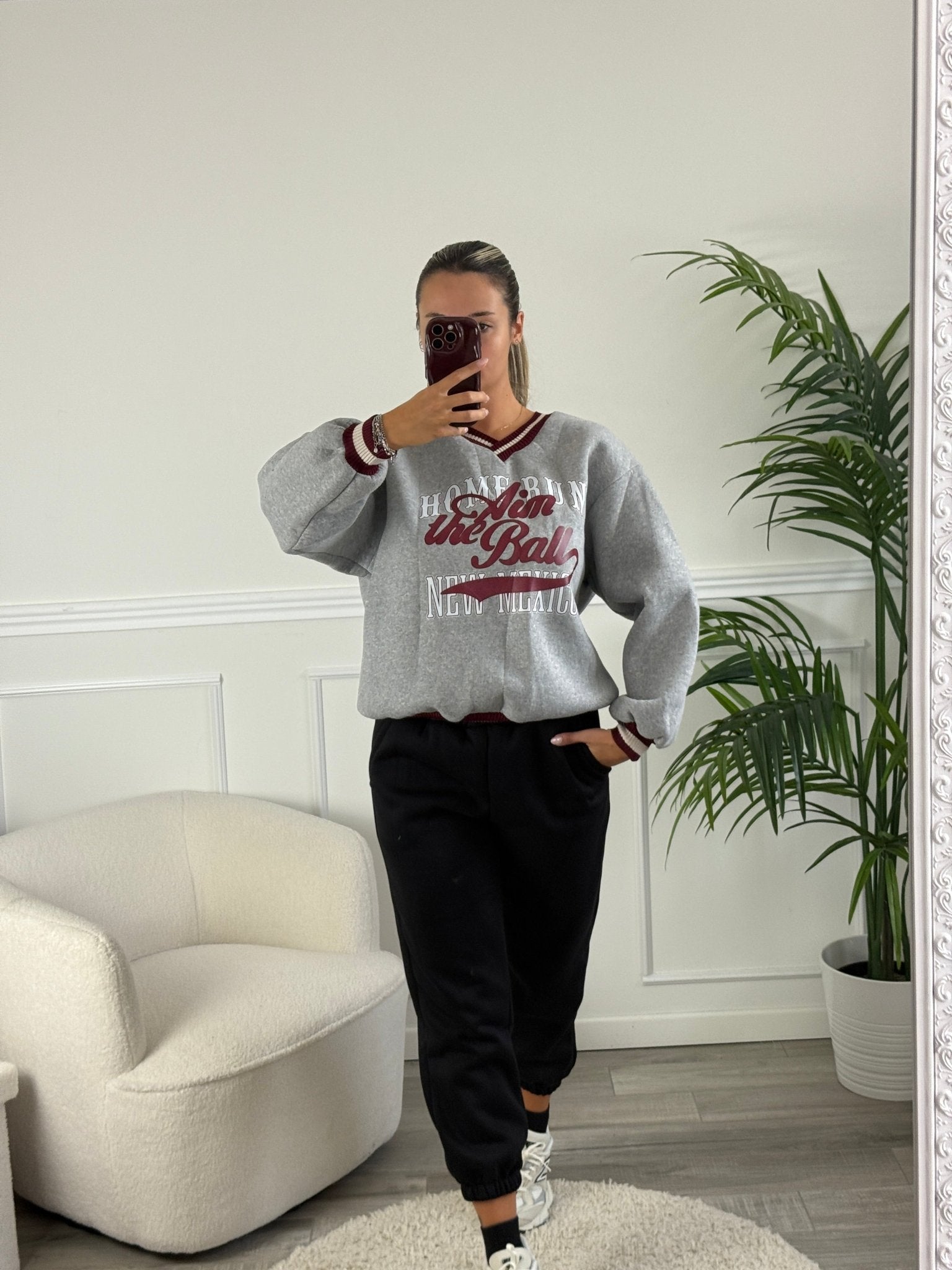 Felpa oversize con orli a costine a contrasto e stampa New Mexico - Follie by Alice