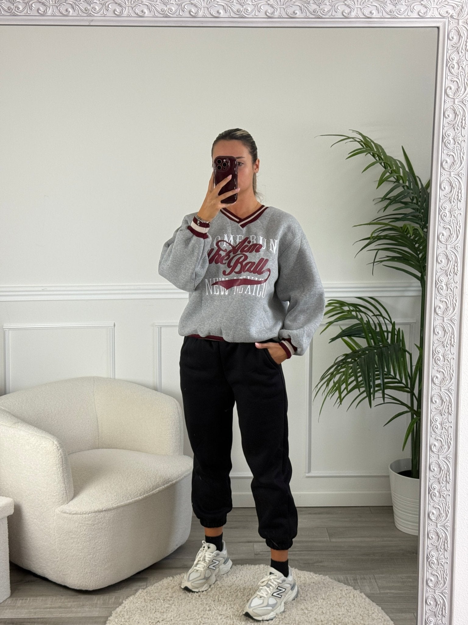 Felpa oversize con orli a costine a contrasto e stampa New Mexico - Follie by Alice