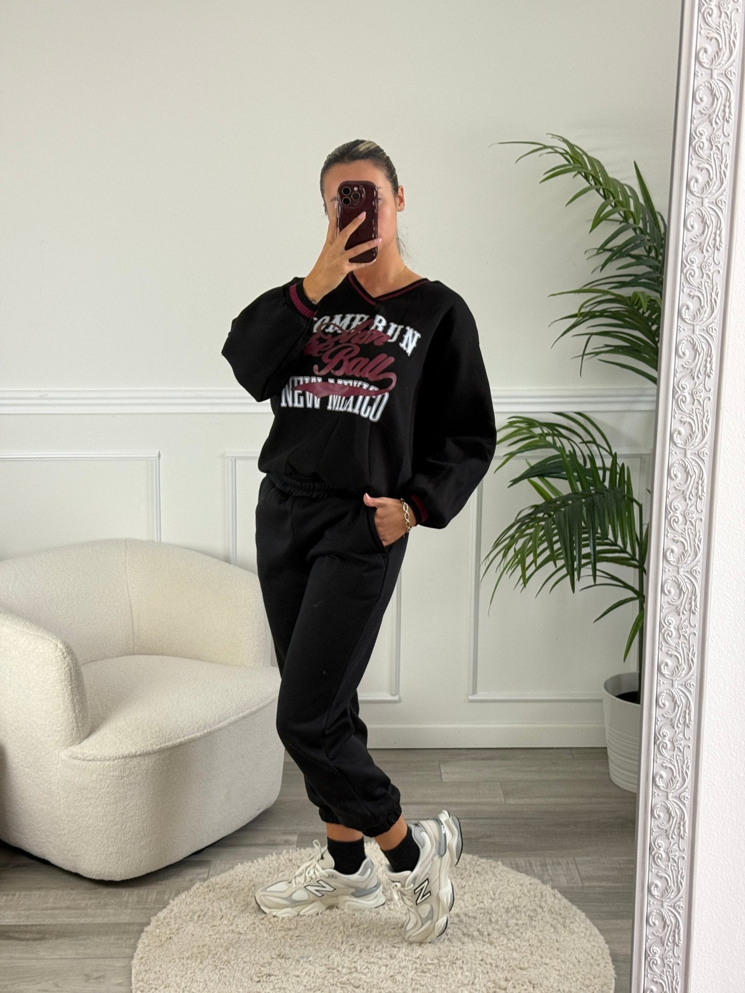 Felpa oversize con orli a costine a contrasto e stampa New Mexico - Follie by Alice