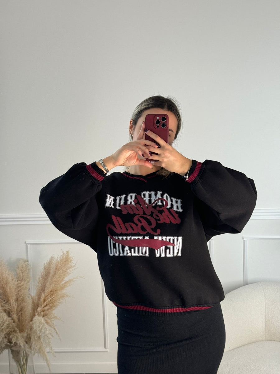 Felpa oversize con orli a costine a contrasto e stampa New Mexico – alternate