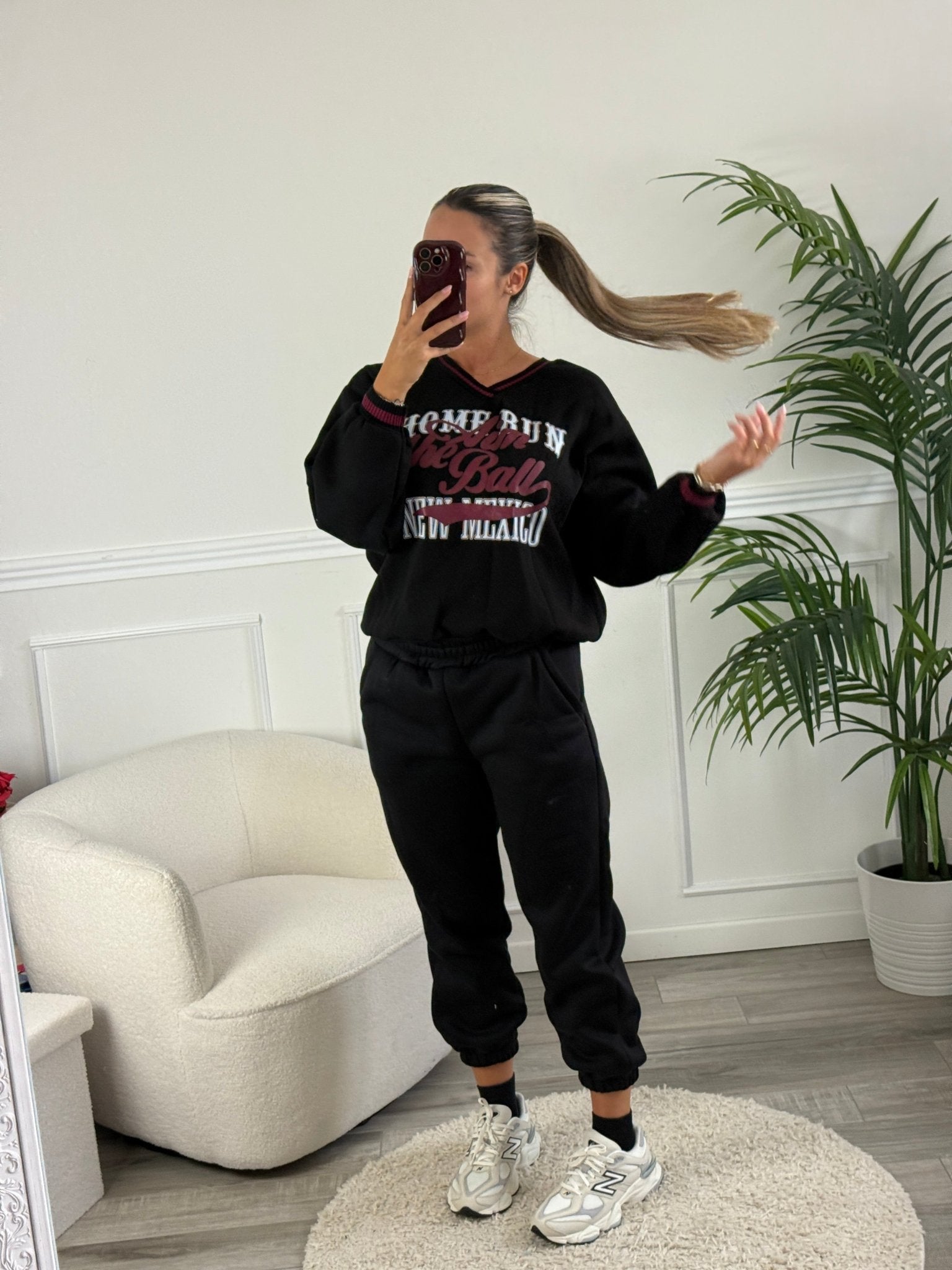 Felpa oversize con orli a costine a contrasto e stampa New Mexico - Follie by Alice