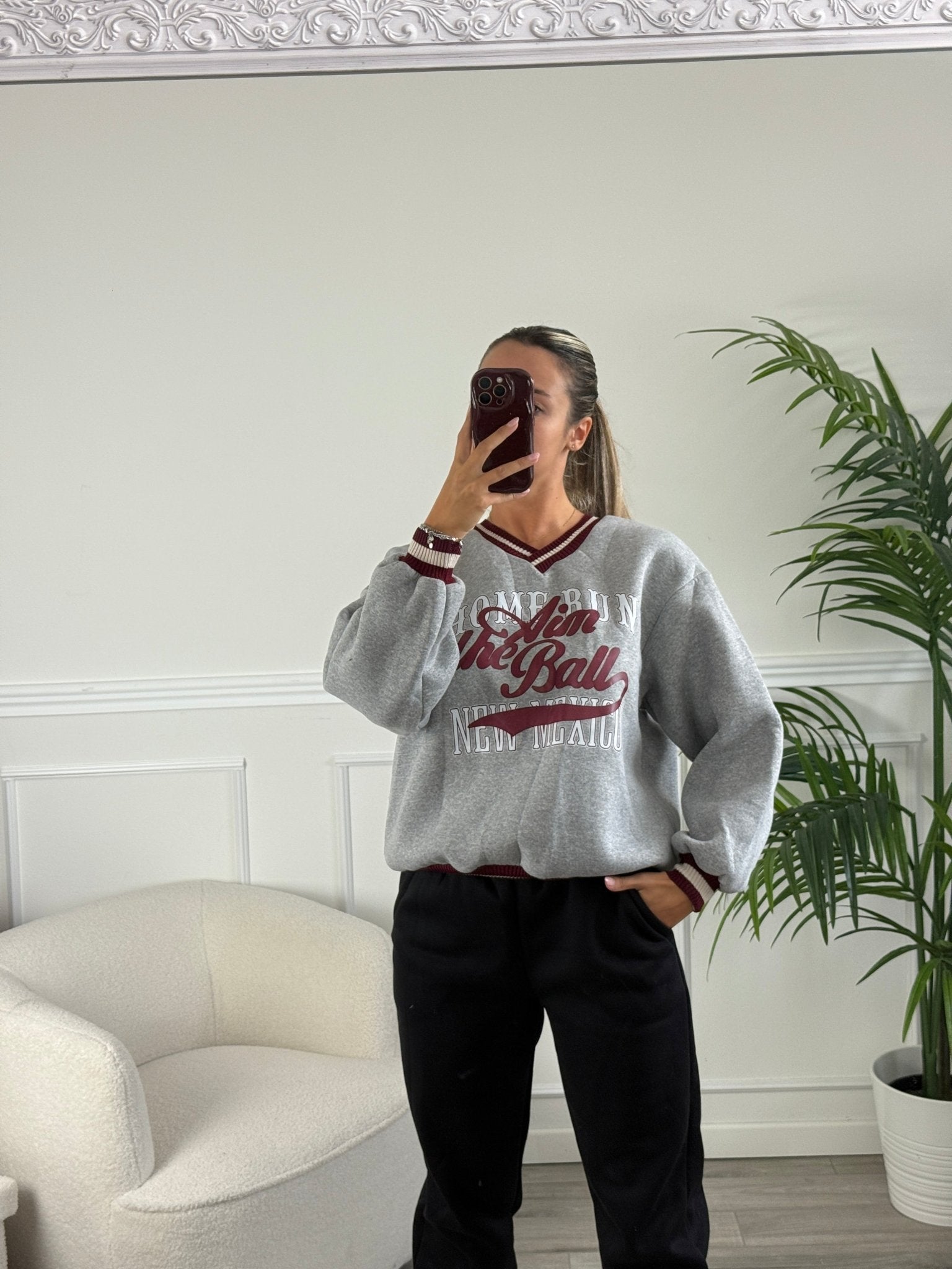 Felpa oversize con orli a costine a contrasto e stampa New Mexico - Follie by Alice