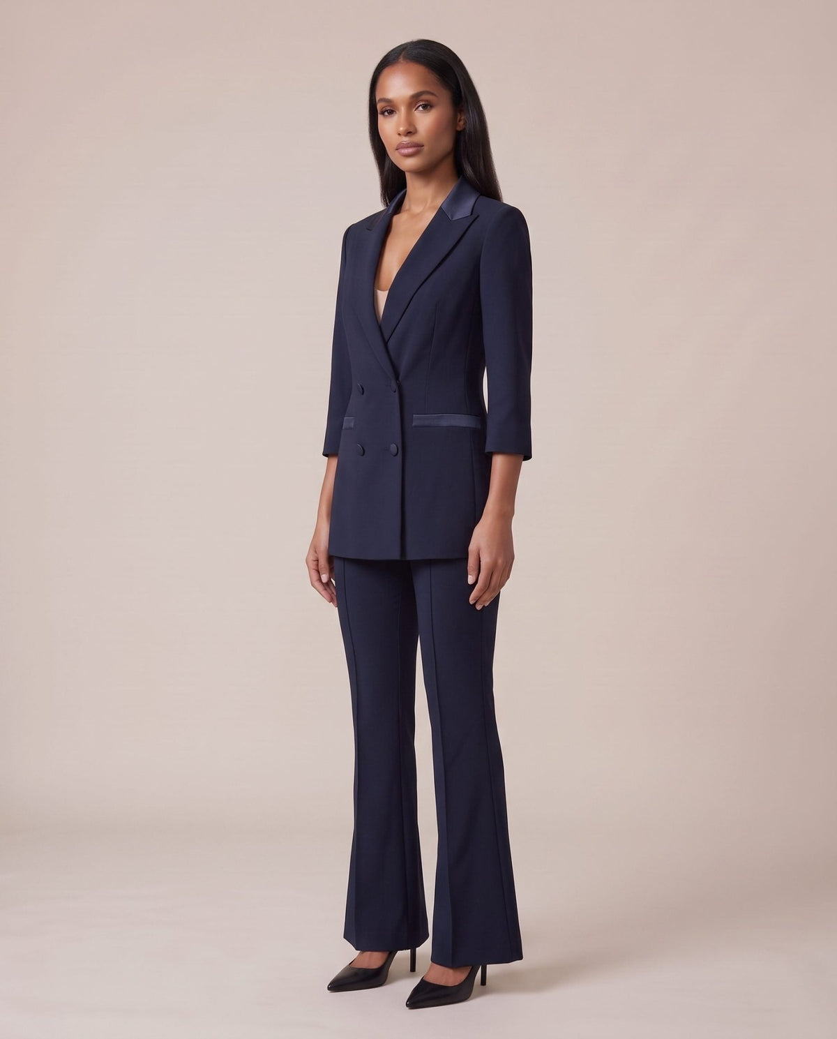 Giacca blazer doppiopetto con dettagli in raso PRESTIGE - Follie by Alice
