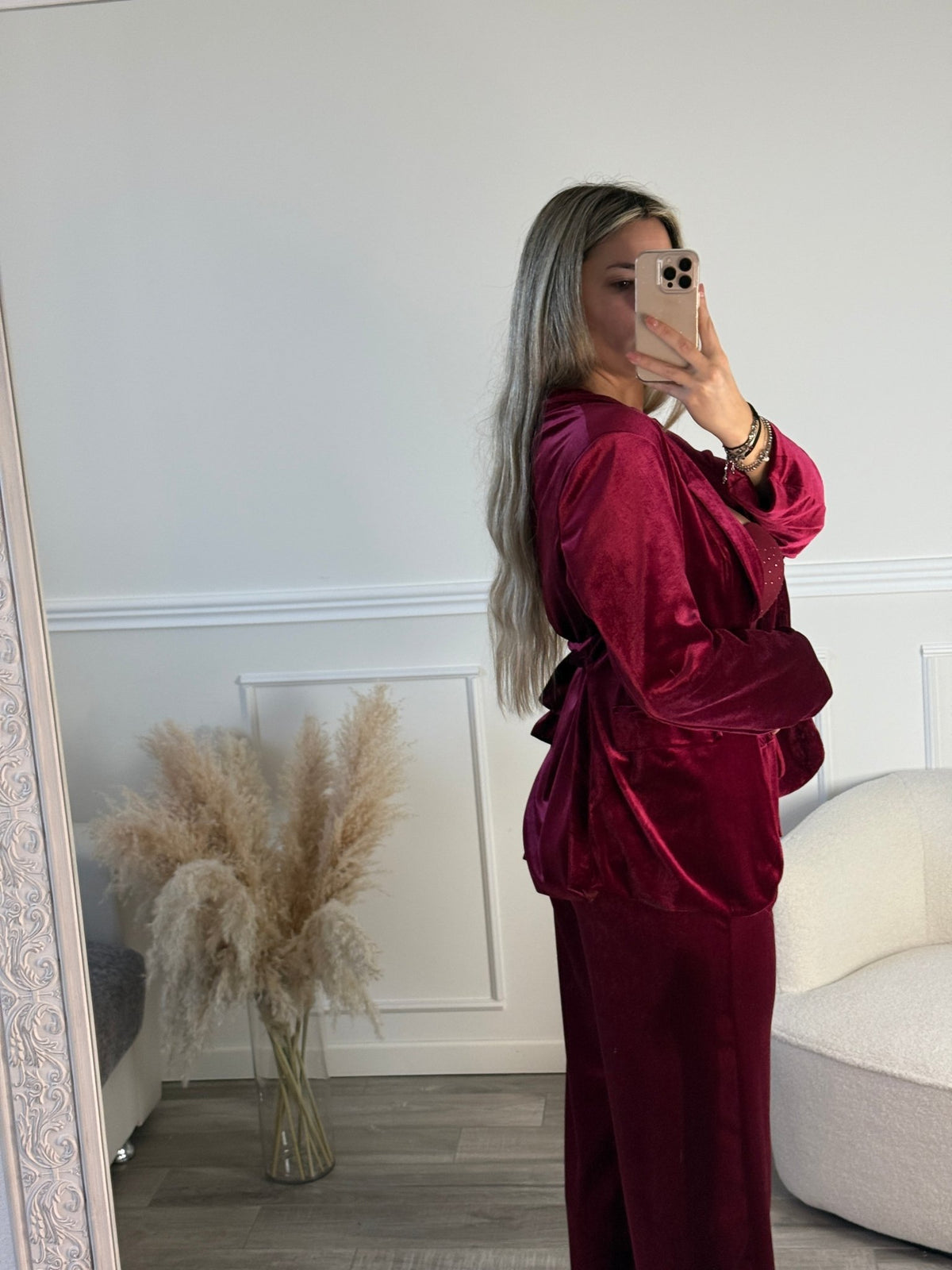 Giacca blazer in ciniglia con nastro in vita - Follie by Alice