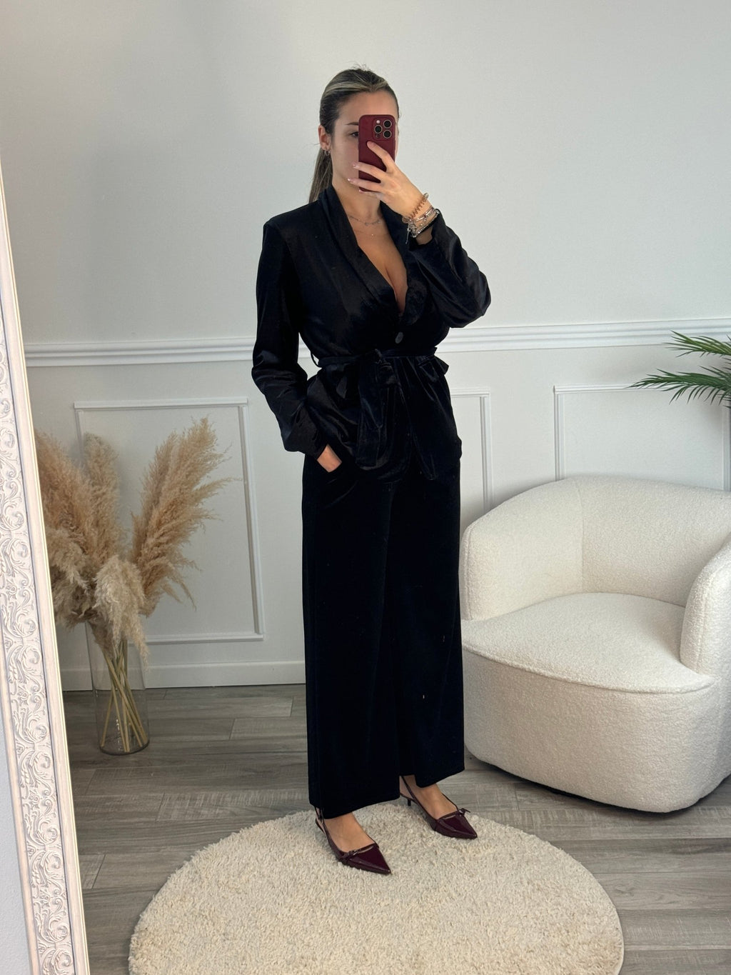 Giacca blazer in ciniglia con nastro in vita - Follie by Alice