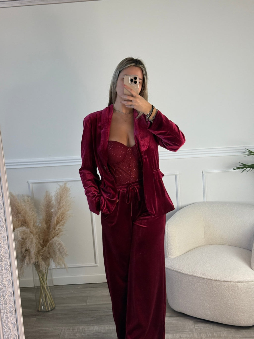 Giacca blazer in ciniglia con nastro in vita - Follie by Alice