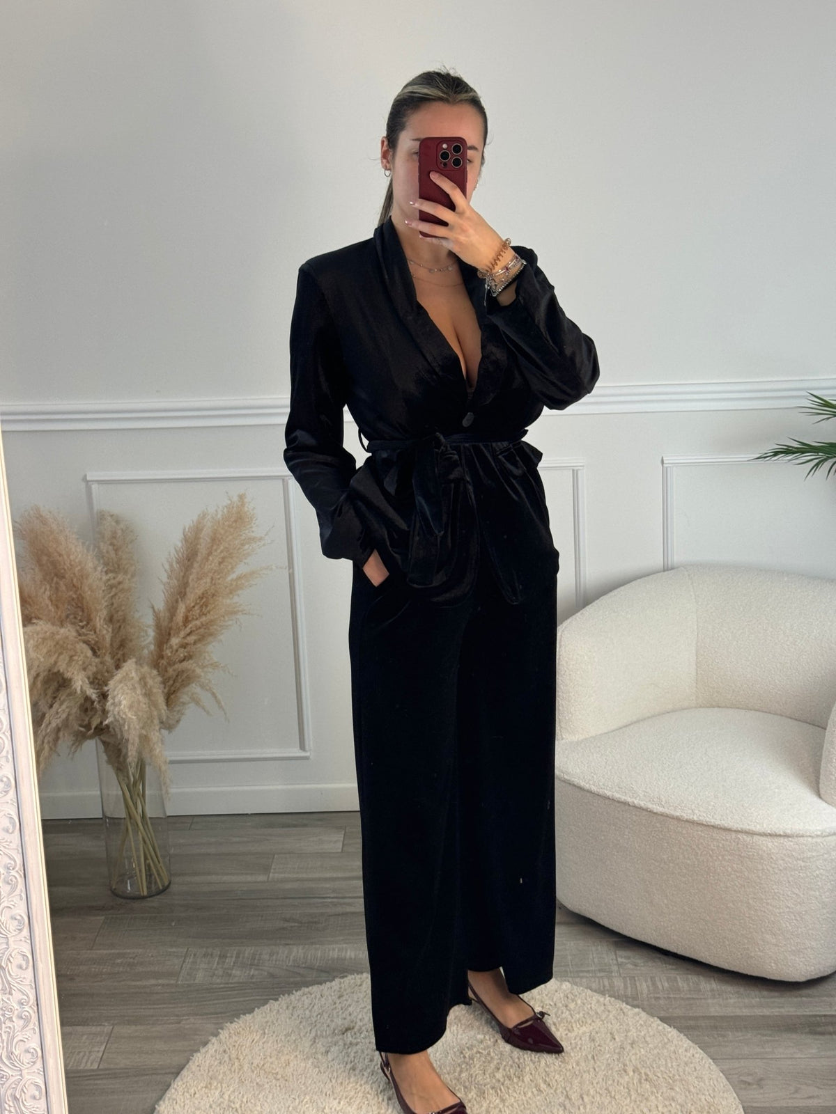 Giacca blazer in ciniglia con nastro in vita - Follie by Alice