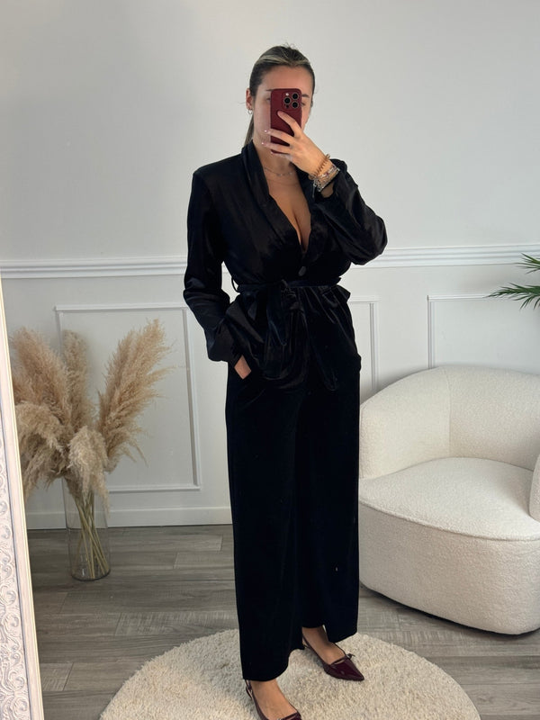 Giacca blazer in ciniglia con nastro in vita - Follie by Alice
