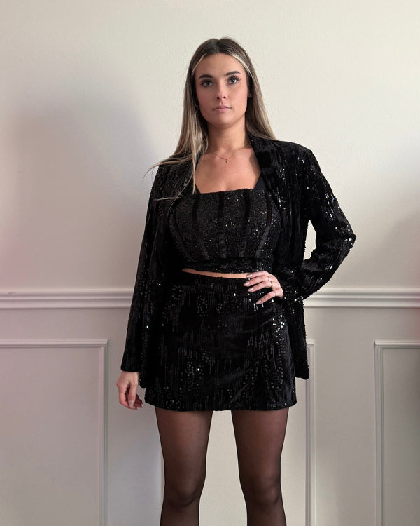 Giacca blazer in ciniglia con paillettes - Follie by Alice