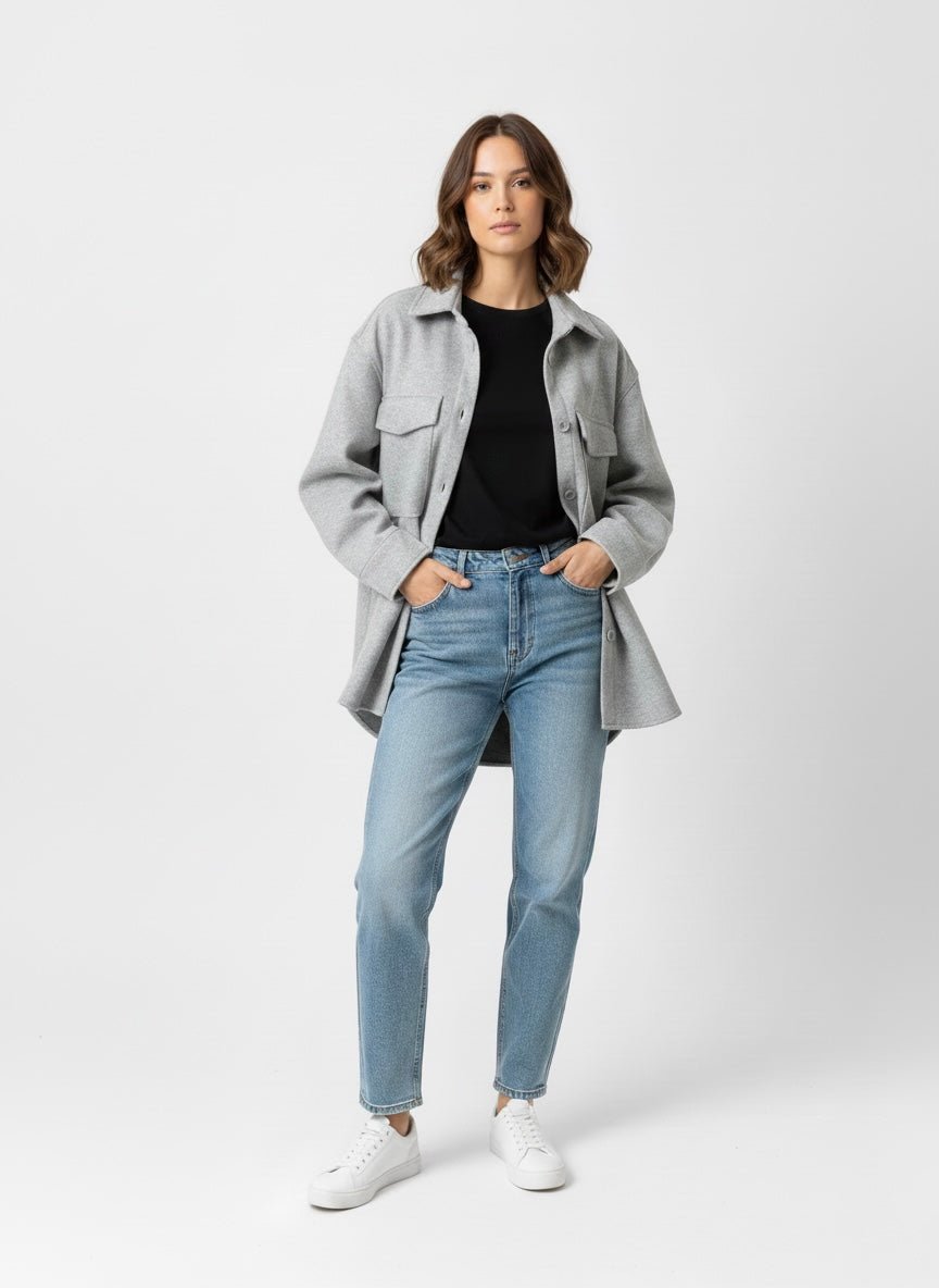 Giacca morbida grigia con tasconi - Follie by Alice