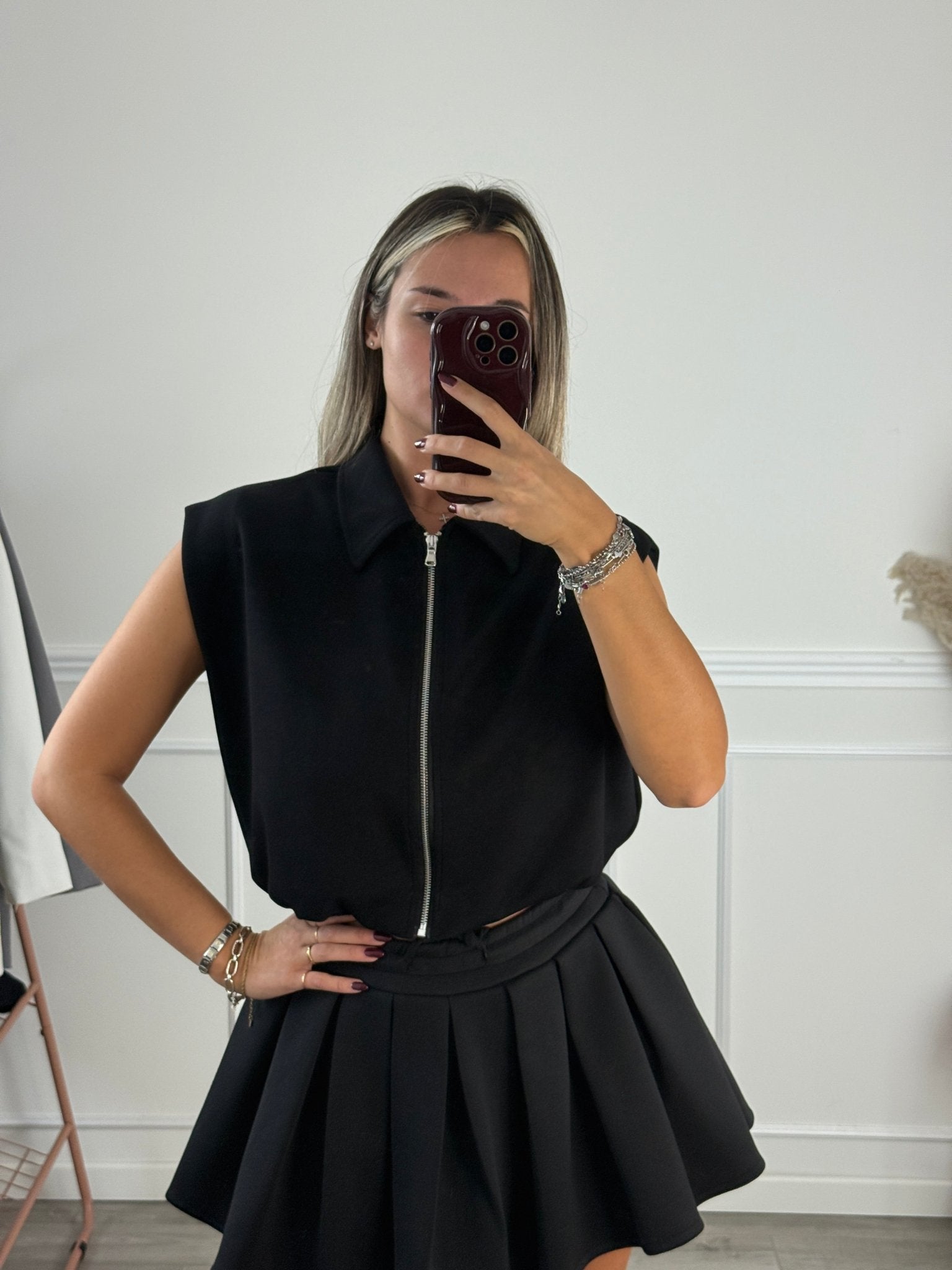 Gilet corto di felpa con zip frontale - Follie by Alice