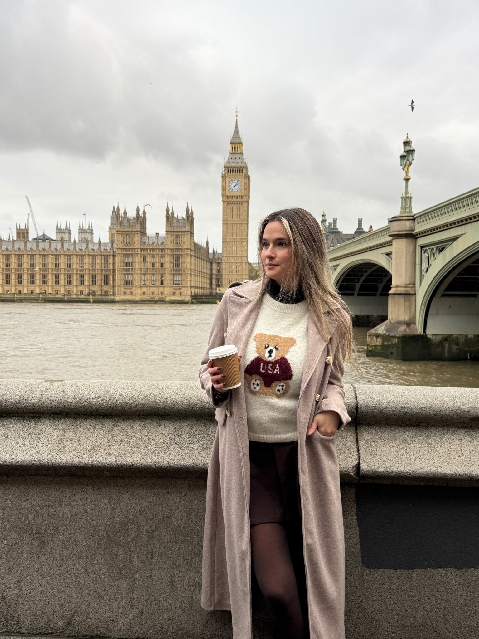 Gilet in lana con orsetto ricamato - Follie by Alice