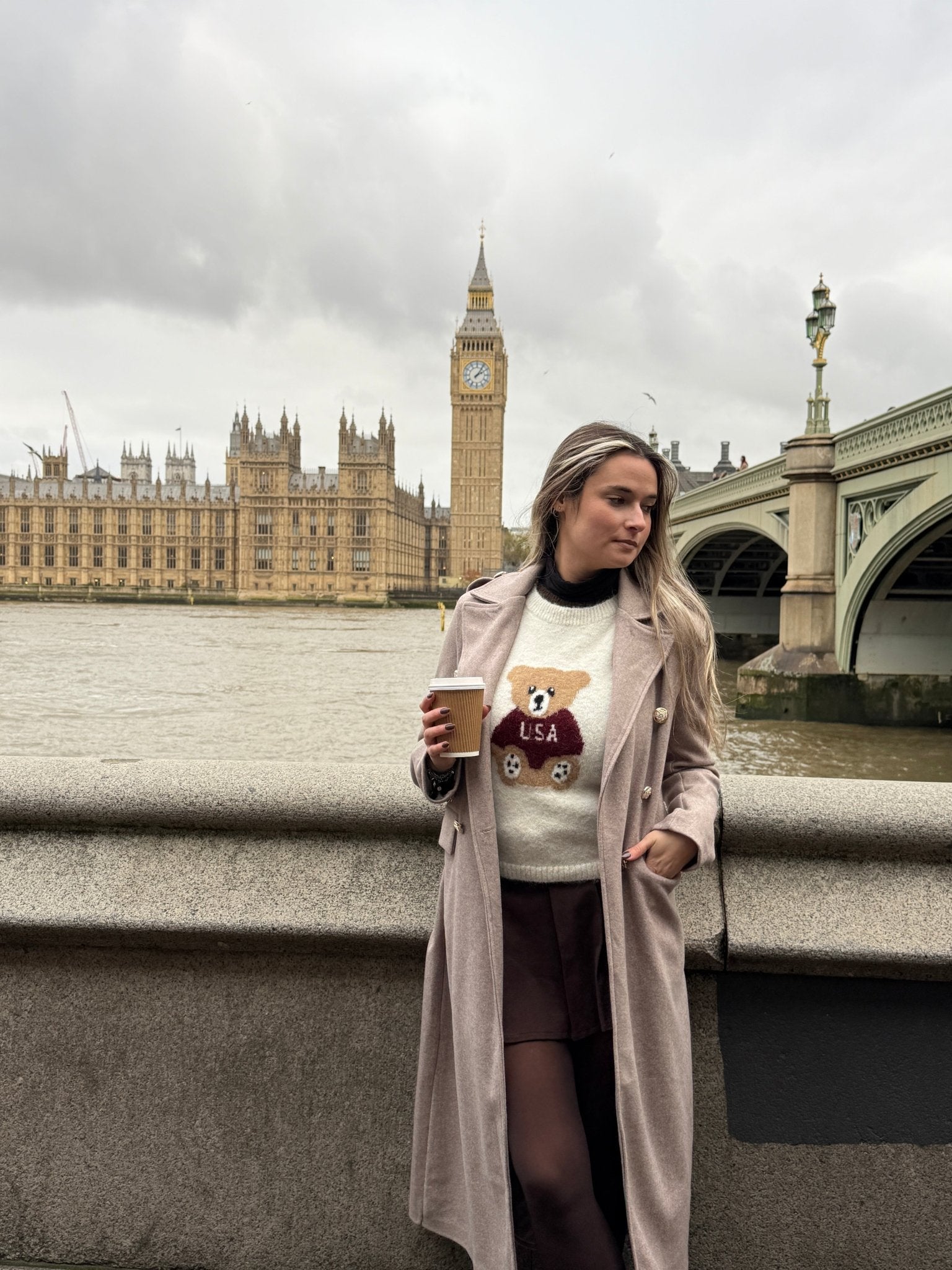 Gilet in lana con orsetto ricamato - Follie by Alice