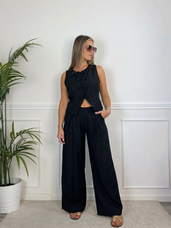 Gilet smanicato con nodi cinesi SAHARA - Follie by Alice