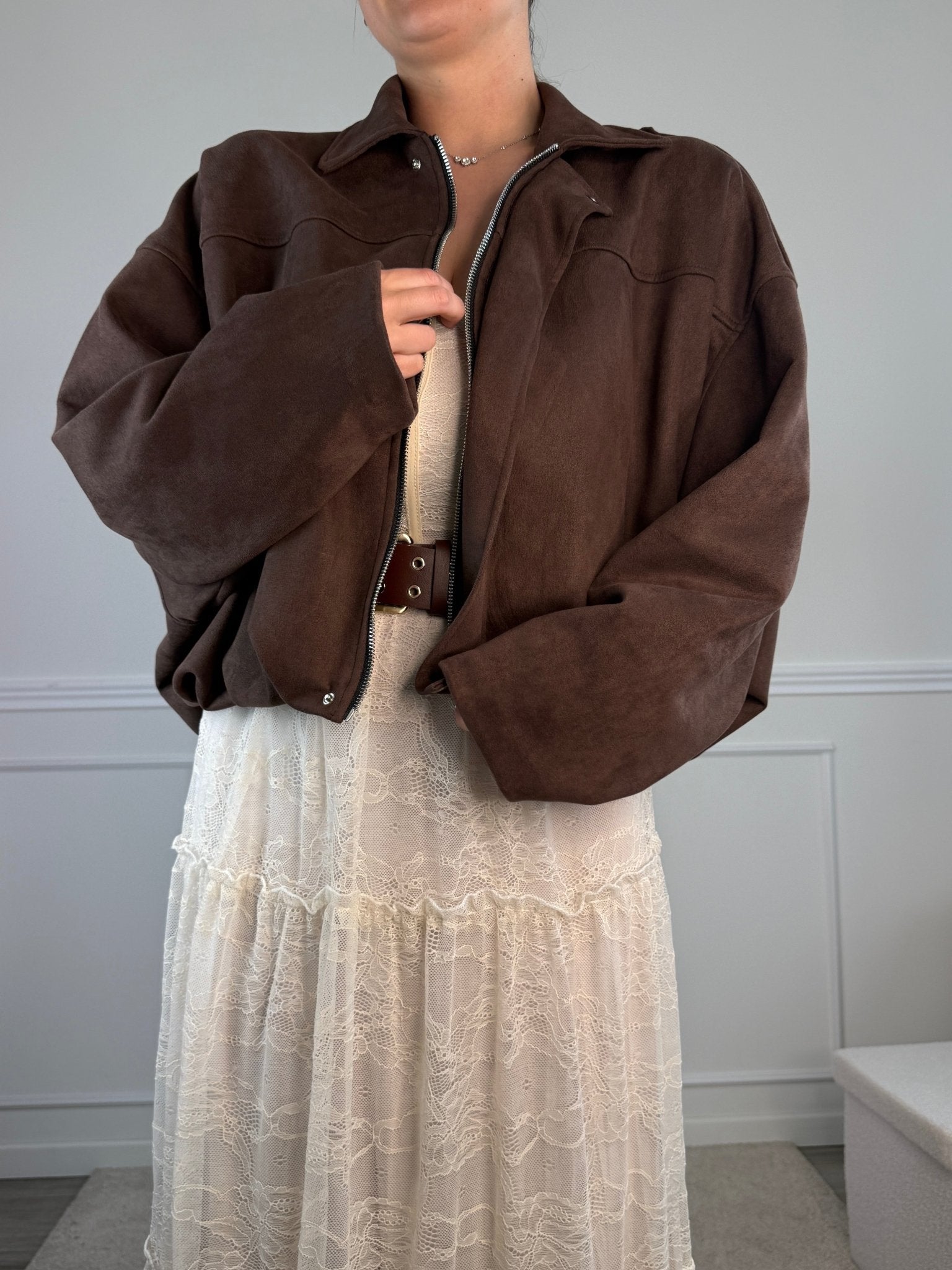 Giubbotto a palloncino effetto camoscio MAYA - Follie by Alice