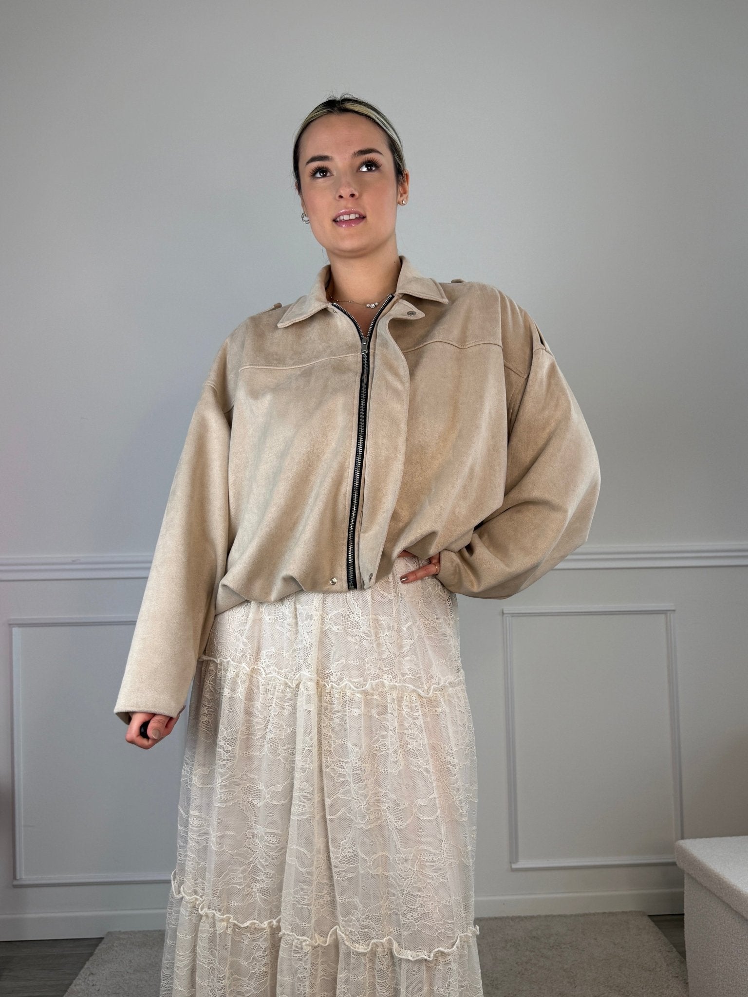 Giubbotto a palloncino effetto camoscio MAYA - Follie by Alice