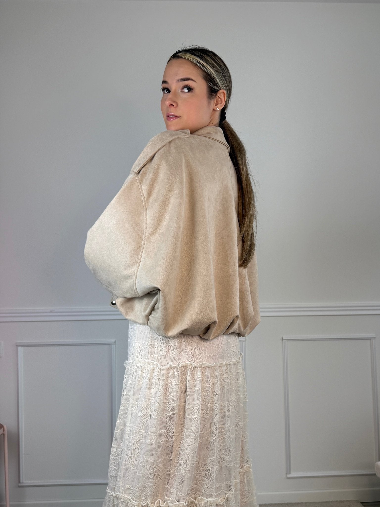 Giubbotto a palloncino effetto camoscio MAYA - Follie by Alice